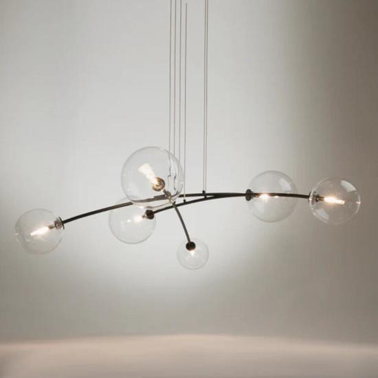 Maytoni lampadario moderno nero sei sfere vetro trasparente
