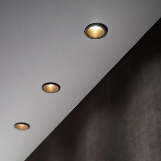 Virus ideal lux faretto da incasso led 3w 3000k nero oro