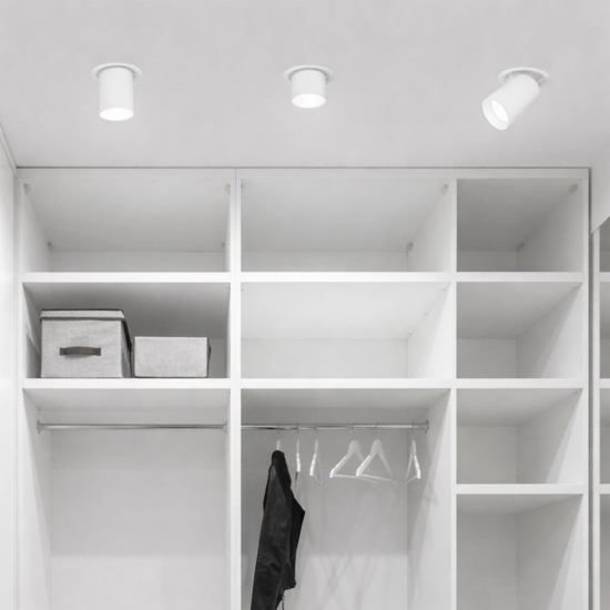 Faretto da incasso led 15w 3000k cilindro bianco orientabile