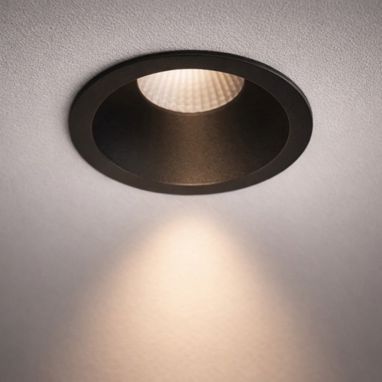 Faretto incasso led tondo nero 9w 3000k per cartongesso