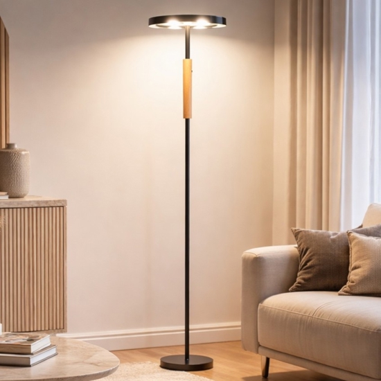 Lampada da terra moderna nera led 3000k per soggiorno h160 cm