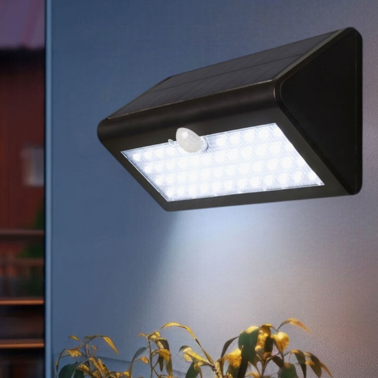 Applique da esterno nero solare sensore di movimento led 6000k 6w vivida