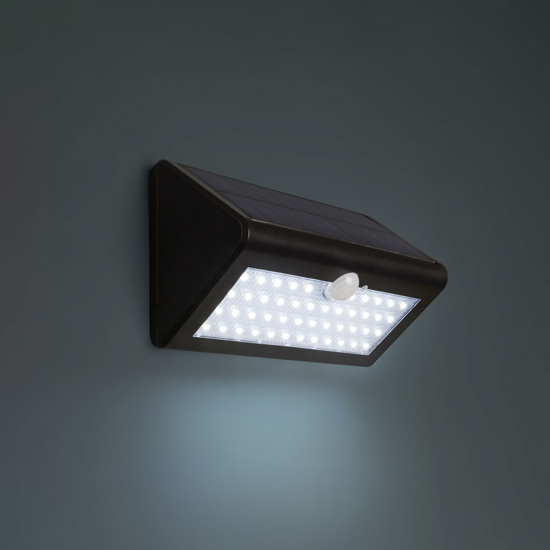 Applique da esterno nero solare sensore di movimento led 6000k 6w vivida