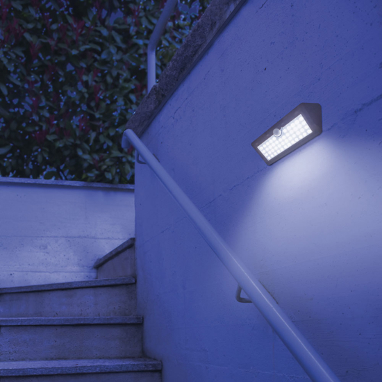 Applique da esterno nero solare sensore di movimento led 6000k 6w vivida