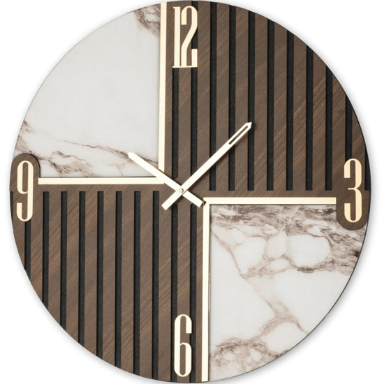 Orologio tondo grande 80cm legno resina beige da parete moderno >sospeso<