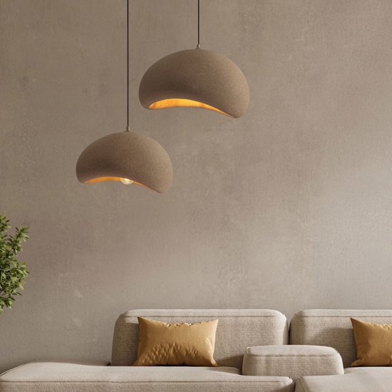 Lampadario a sospensione wabi sabi marrone 50cm design japandi