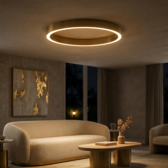 Plafoniera ad anello led 3000k dimmerabile oro 80cm