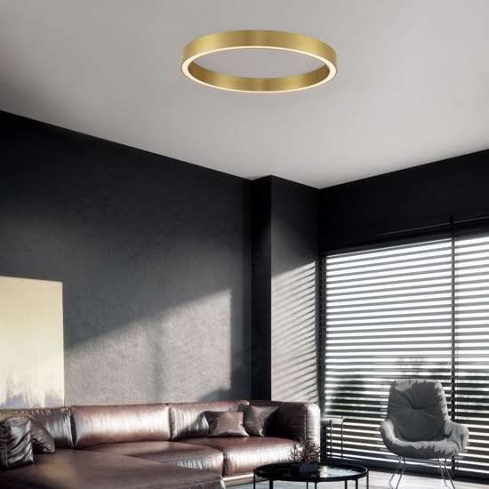 Plafoniera ad anello led 3000k dimmerabile oro 80cm