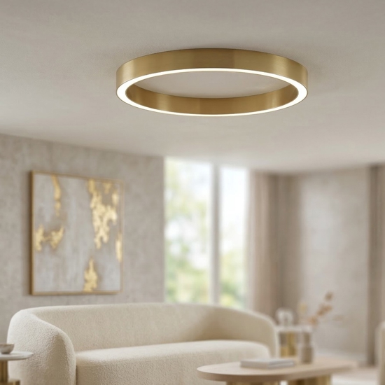 Plafoniera ad anello led 3000k dimmerabile oro 80cm