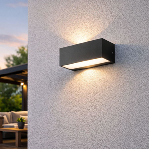 Ondaluce falco applique nera da esterno led 12w 3000k ip65