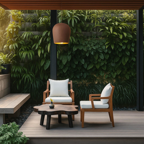 Lampadario in cemento arenaria rosso per esterno ip55 29cm