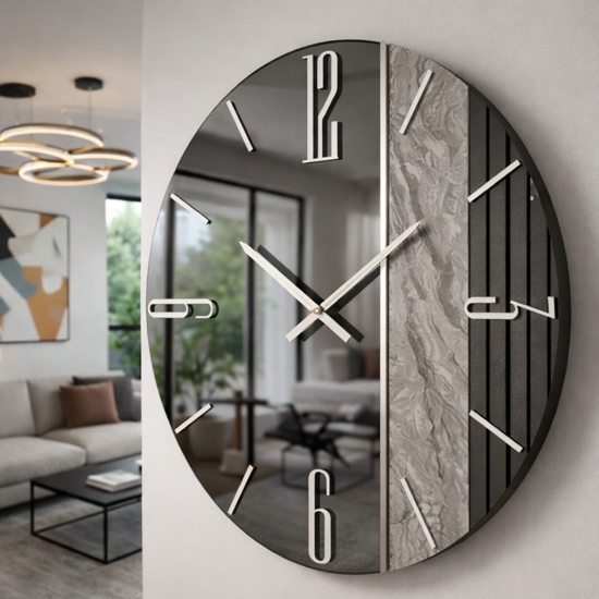 Orologio da parete 80 cm design moderno specchiato fume