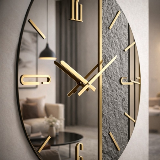 Grande orologio da parete 80cm tondo resina specchiato bronzo