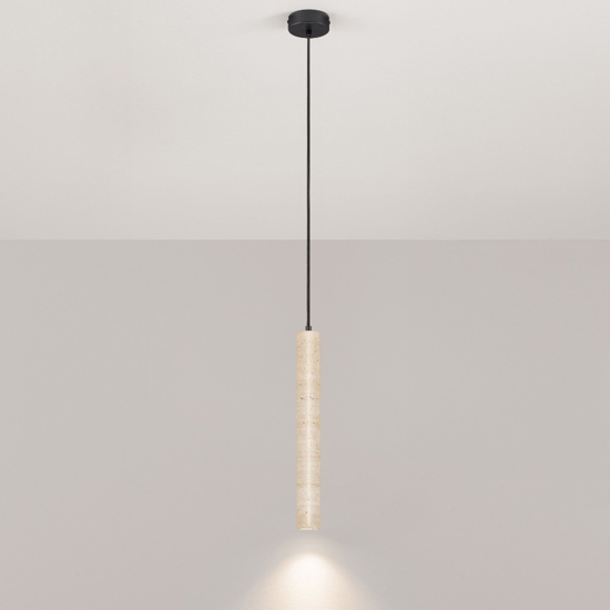 Lampada a sospensione pendente cilindro travertino led 3w 3000k