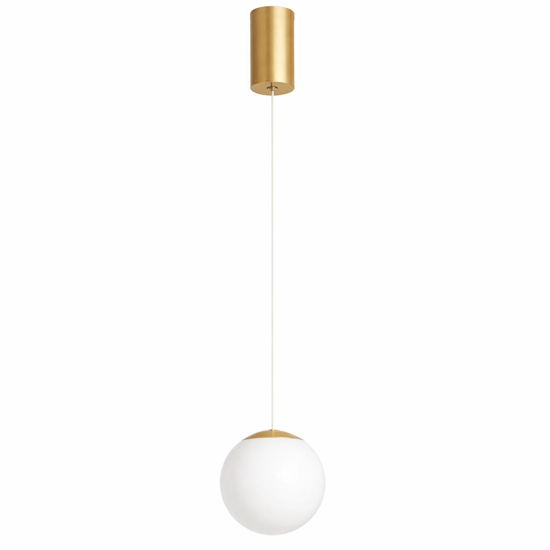 Lampada da bagno a sospensione santos ondaluce oro sfera vetro bianco led 7w 3000k