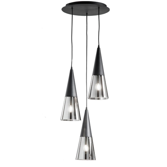 Ondaluce so trento 3 lampadario per cucina moderna nero coni di vetro