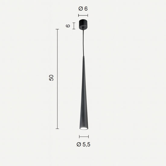 Ondaluce so noa 50cm lampada a sospensione cono bianco cavo regolabile