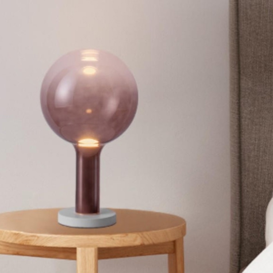 Abat-jour lampada design sfera di vetro rosa scuro led moderna