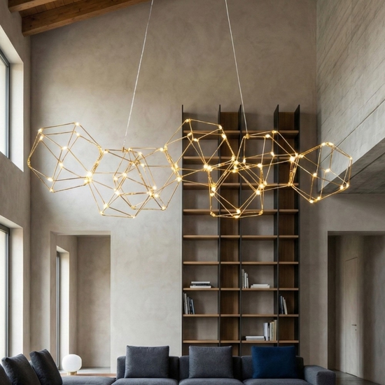 Lampadario costellazione oro moderno per soggiorno led 33w 3000k