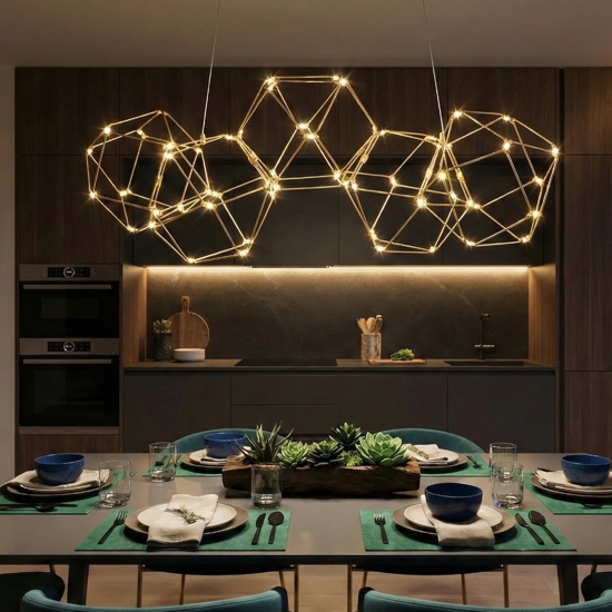 Lampadario costellazione oro led 22w 3000k per cucina moderna