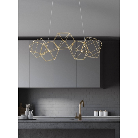Lampadario costellazione oro led 22w 3000k per cucina moderna