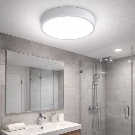 Ideal lux ray pl d40  plafoniera da bagno led 26w 3000k 4000k bianca ip44