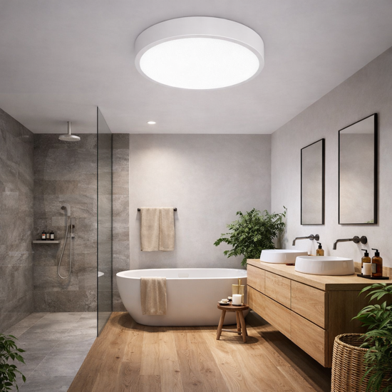Ideal lux ray pl d30 plafoniera da bagno led 13w 3000k 4000k bianca ip44
