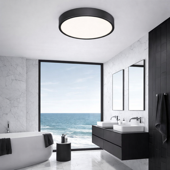 Ideal lux ray pl d60 plafoniera da bagno led 3000k 4000k nera ip44