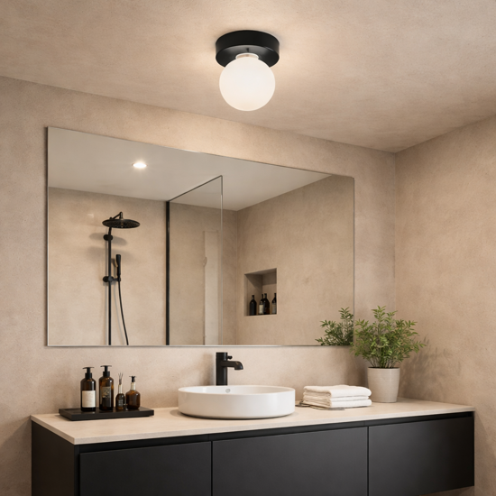 Eglo mosiano plafoniera da bagno minimal con sfera led 3000k ip44