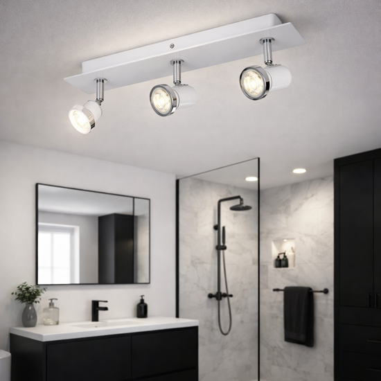 Eglo tamara plafoniera da bagno con faretti orientabili gu10 3000k ip44