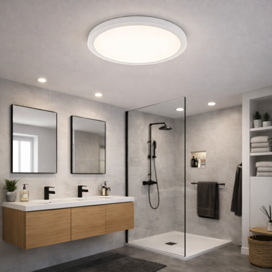 Plafoniera da bagno tonda bianca led10w 3000k dimmerabile