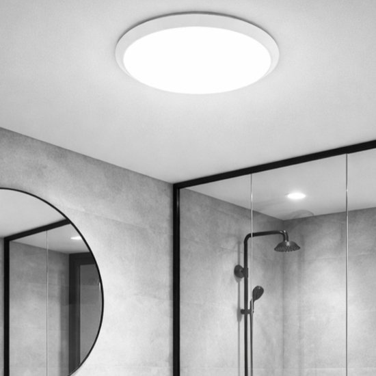 Plafoniera da bagno rotonda bianca led 15w 3000k ip44