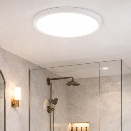 Plafoniera da bagno rotonda bianca led 15w 3000k ip44