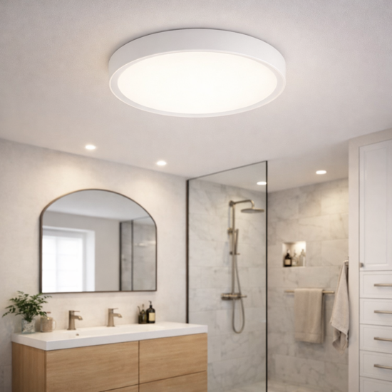 Plafoniera da bagno rotonda bianca led 3000k 18w