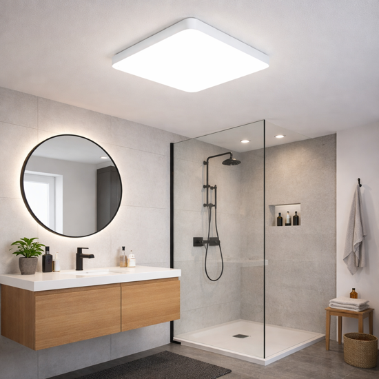Eglo fueva plafoniera da bagno bianca quadrata led 16w da 2700k a 65000k dimmerabile