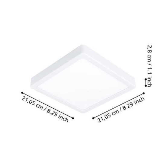 Eglo fueva plafoniera da bagno bianca quadrata led 16w da 2700k a 65000k dimmerabile