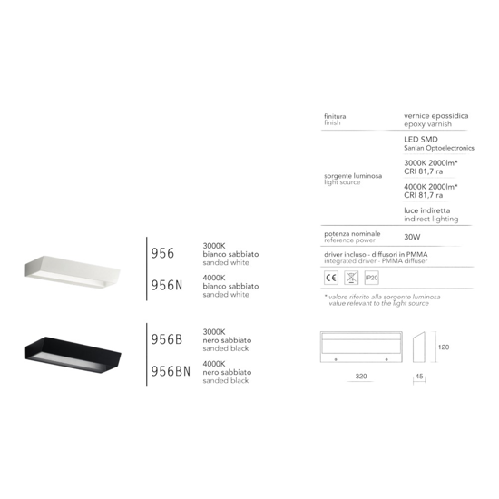 Isyluce applique moderna led 30w 3000k 4000k bianca design