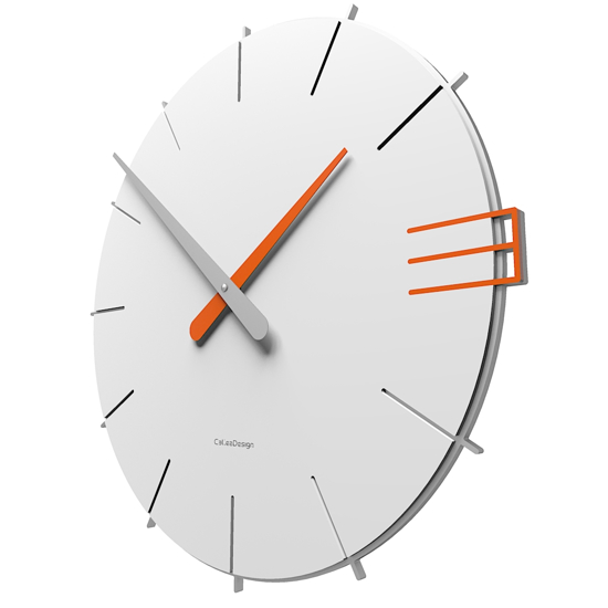 Orologio da parete moderno legno colore bianco arancione