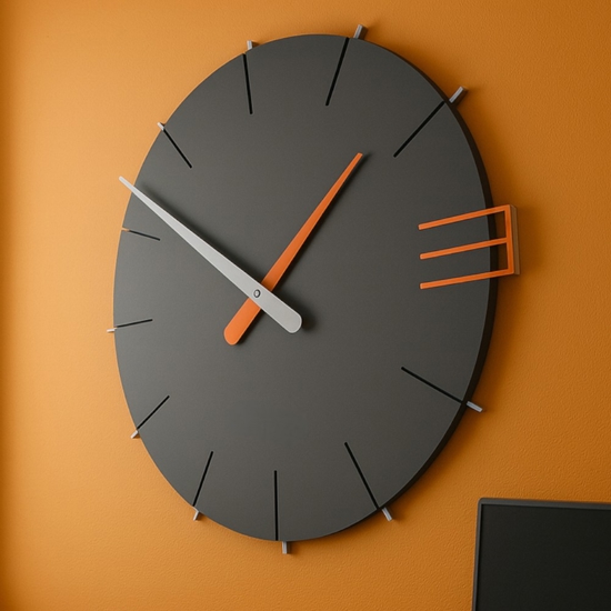 Mike orologio da parete moderno legno colore grigio quarzo