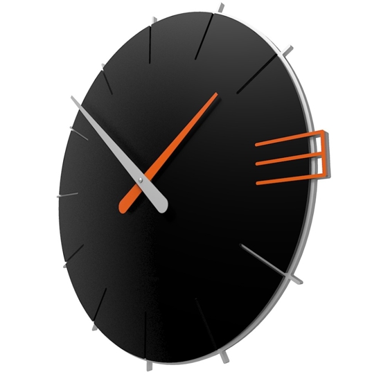 Mike orologio moderno da muro legno nero arancione