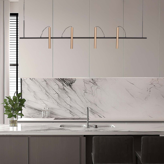 Lampadario a sospensione per isola cucina nero caffe spot orientabili