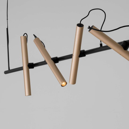 Lampadario a sospensione per isola cucina nero caffe spot orientabili