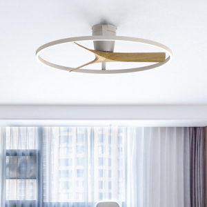 Plafoniera con ventilatore led cct bianco pale legno 13mq con telecomando