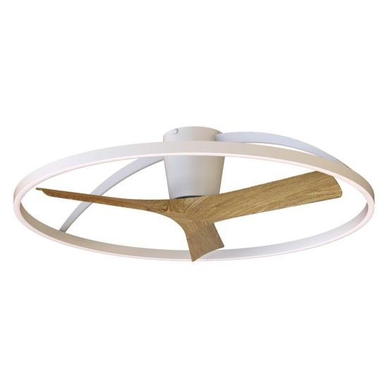 Plafoniera con ventilatore led cct bianco pale legno 13mq con telecomando