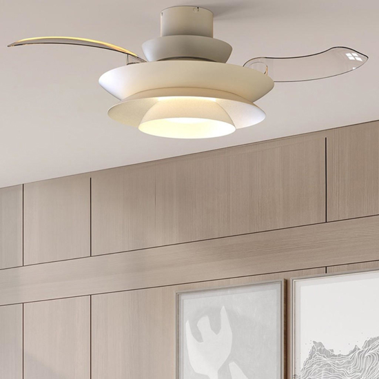 Ventilatore con pale nascoste bianco con telecomando led cct 13-20mq