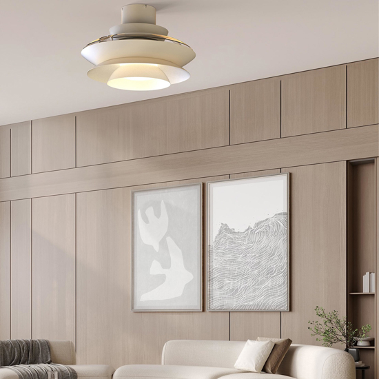Ventilatore con pale nascoste bianco con telecomando led cct 13-20mq