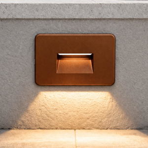 Segnapasso led da esterno corten per incasso parete led cct ip65 top light