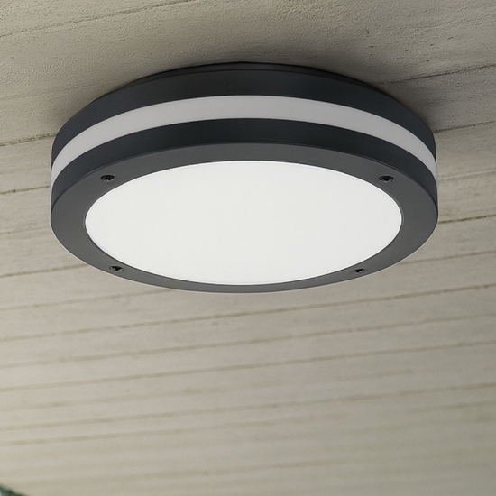 Plafoniera da esterno antracite con sensore movimento 11w 3000k