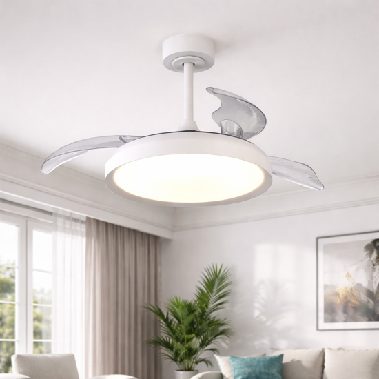 Piccolo ventilatore pale a scomparsa stanza 13mq bianco led cct motore silenzioso