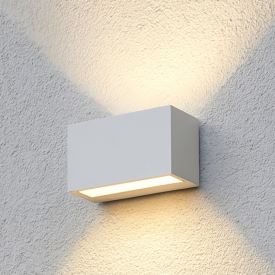 Applique rettangolare per esterno bianco led 9w 3000k ip65 anti corrosione